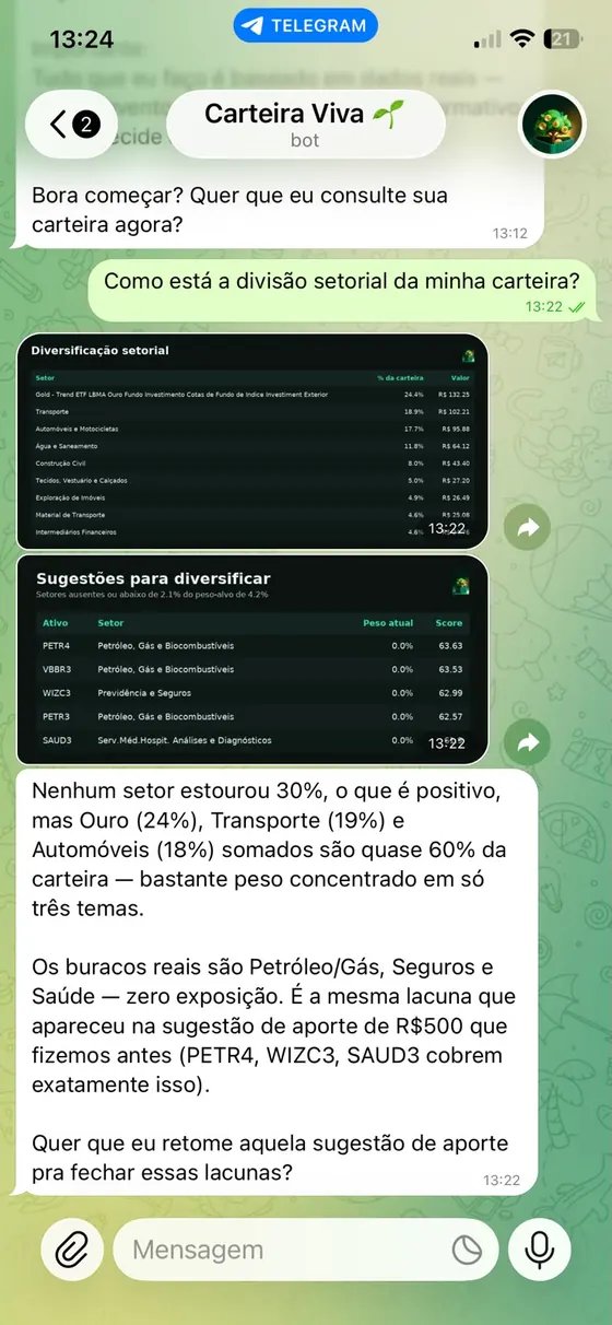 Print real: diversificação setorial da carteira