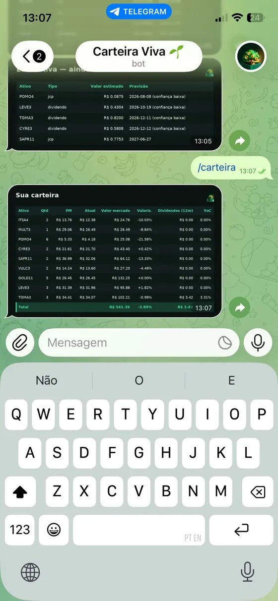 Print real: organização da carteira com preço médio e valorização